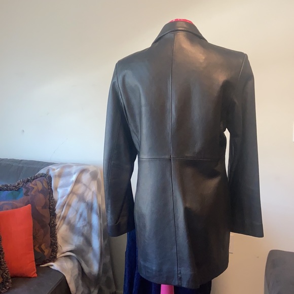 Alfani Outerwear Black Leather Jacket Size M Coat - Picture 3 of 7